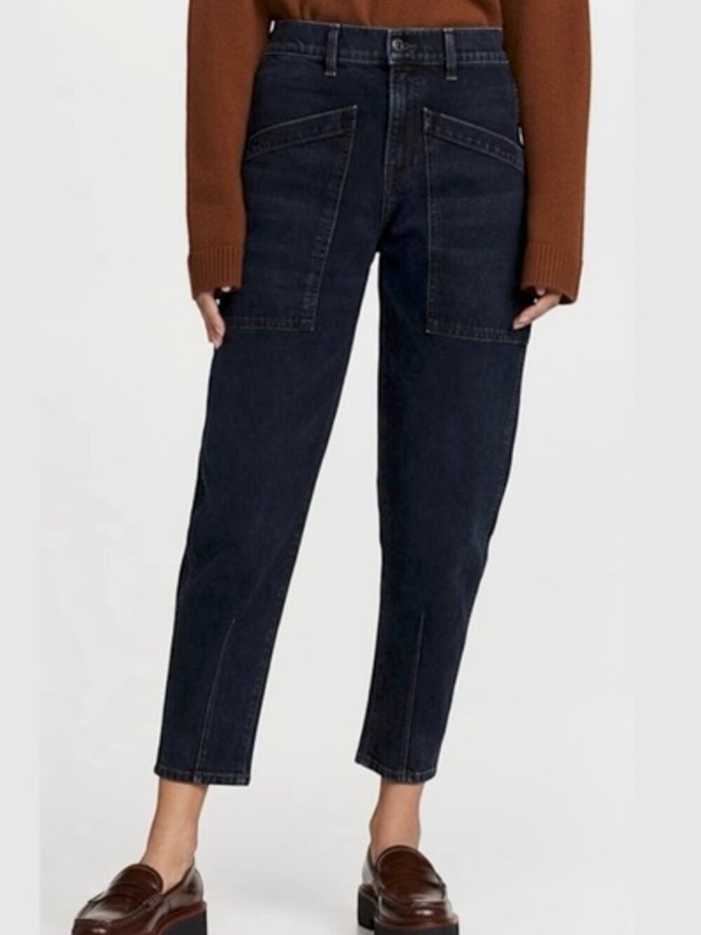 Veronica Beard Charlie Barrel Leg High Rise Jean in Dark Ink